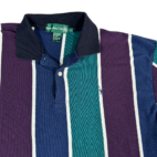 Vintage Knights of Round Table Polo Shirt White Blue Green Striped 90s Adult MEDIUM