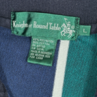 Vintage Knights of Round Table Polo Shirt White Blue Green Striped 90s Adult MEDIUM