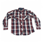 Marc Ecko Shirt Burgundy Blue Cut & Sew Plaid Adult EXTRA LARGE