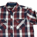 Marc Ecko Shirt Burgundy Blue Cut & Sew Plaid Adult EXTRA LARGE