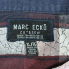 Marc Ecko Shirt Burgundy Blue Cut & Sew Plaid Adult EXTRA LARGE