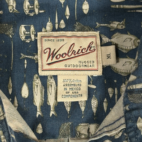 Woolrich Shirt Blue Fishing Tackle Reel Button Up Adult EXTRA LARGE