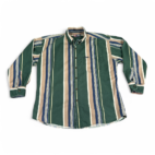 Vintage Chaps Ralph Lauren Shirt Green Brown Striped Long Sleeve 90s Adult LARGE