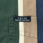 Vintage Chaps Ralph Lauren Shirt Green Brown Striped Long Sleeve 90s Adult LARGE