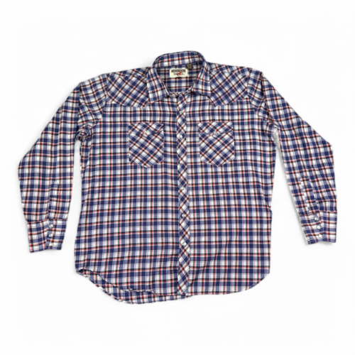 Vintage Youngbloods Western Shirt Purple White Plaid Pearl Snap 90s Adult EXTRA LARGE
