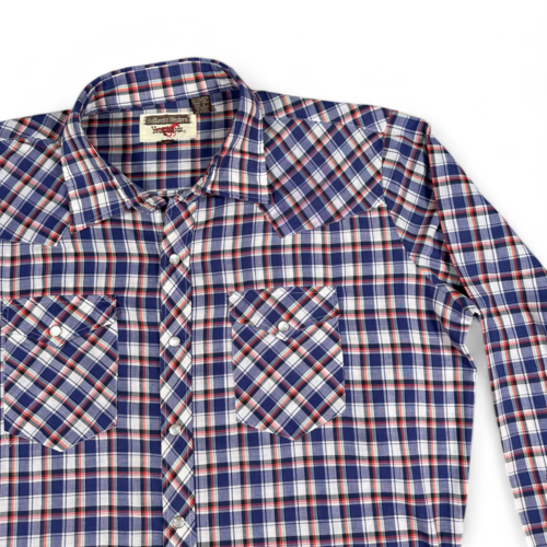Vintage Youngbloods Western Shirt Purple White Plaid Pearl Snap 90s Adult EXTRA LARGE