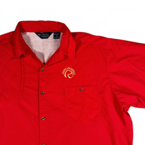 Vintage Ducks Unlimited Shooting Shirt Red Columbia Sportswear 80s Adult EXTRA LARGE