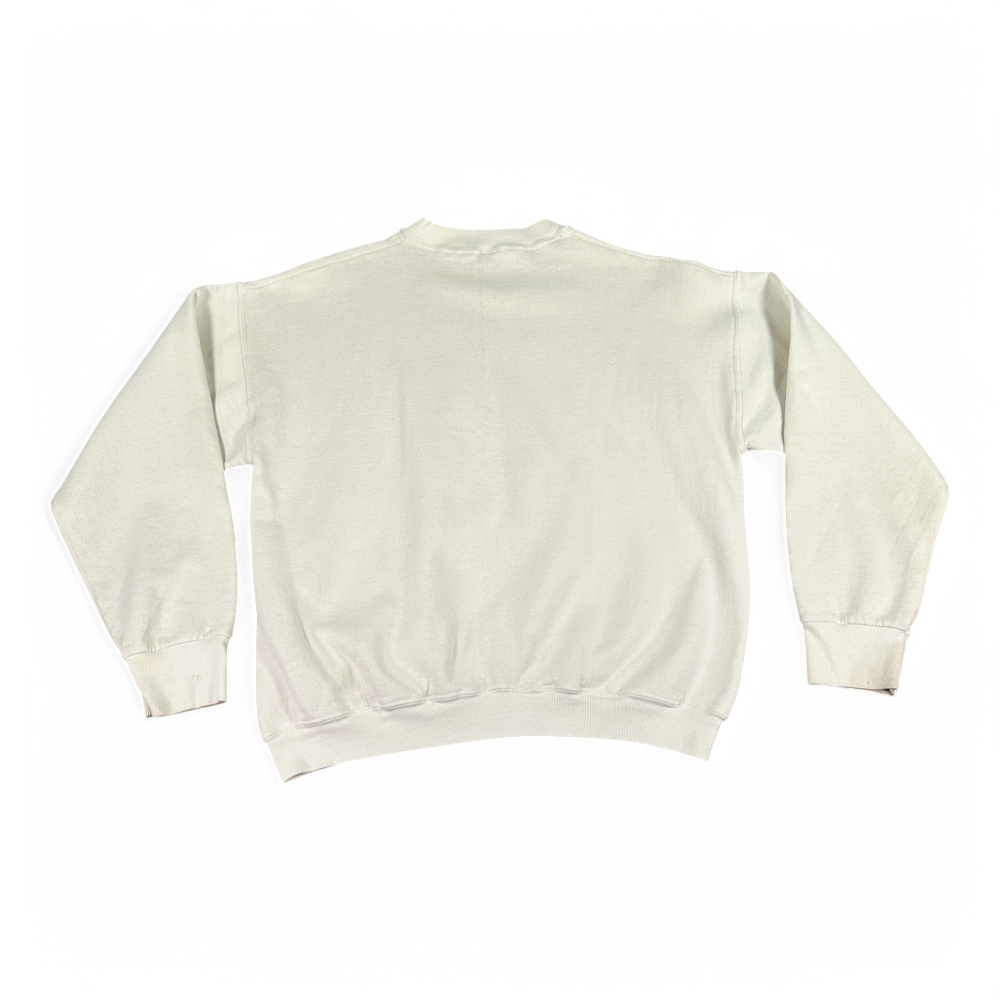 Vintage Cat Sweater 80s White Sweatshirt Pullover Perfectly Calm Adult MEDIUM