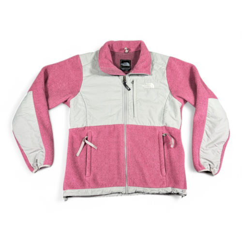 North Face Jacket Pink Gray Denali Fleece Polartec Womens MEDIUM
