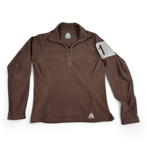 Eddie Bauer Sweater Brown Fleece First Ascent 1/4 Quarter Zip Womens MEDIUM