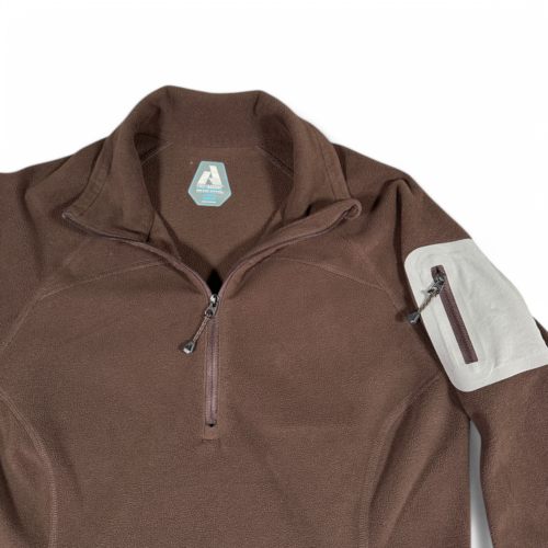 Eddie Bauer Sweater Brown Fleece First Ascent 1/4 Quarter Zip Womens MEDIUM
