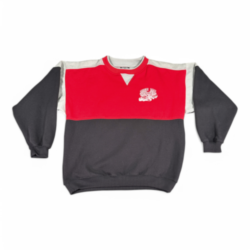 Vintage Jordache Sweater Black Red Lincoln Park Speedway Sport International Sweatshirt 80s Adult MEDIUM