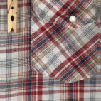 Vintage Holt Western Shirt Red White Blue Plaid Pearl Snap 80s Adult LARGE