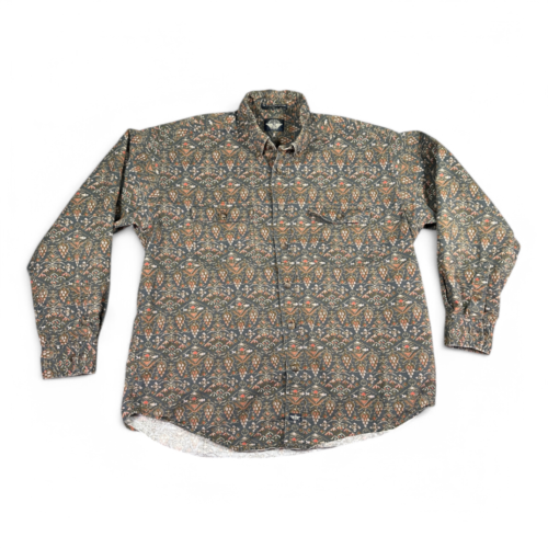 Vintage Dockers Shirt Green Geometric Grapes Ethnic All Over 90s Adult LARGE