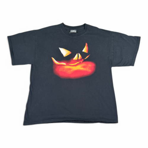 Vintage Halloween Shirt Black Evil Pumpkin Jack O Lantern Steve & Barrys Y2K Adult EXTRA LARGE