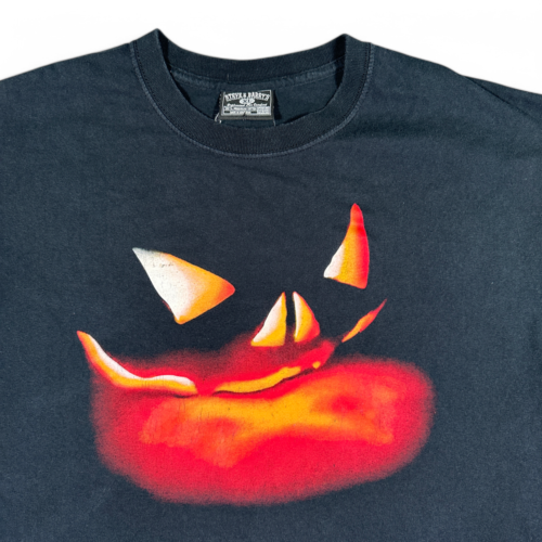 Vintage Halloween Shirt Black Evil Pumpkin Jack O Lantern Steve & Barrys Y2K Adult EXTRA LARGE