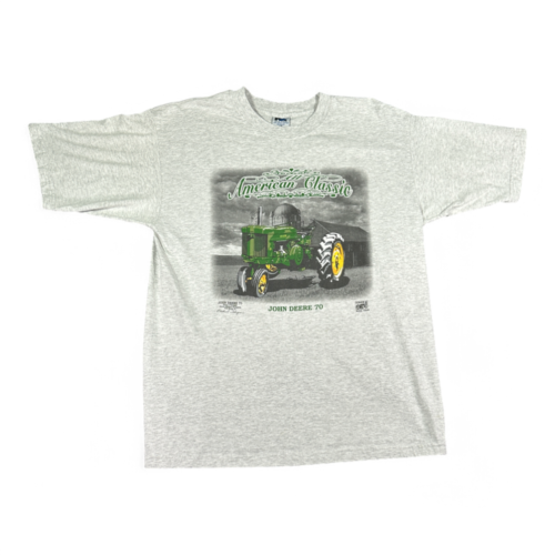 Vintage John Deere Shirt Gray Farming Tractor Model 70 American Classic 90s Adult EXTRA LARGE
