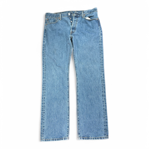 Levis Jeans Blue Straight Fit Light Wash 501 Button Fly Y2K Mens 34x31