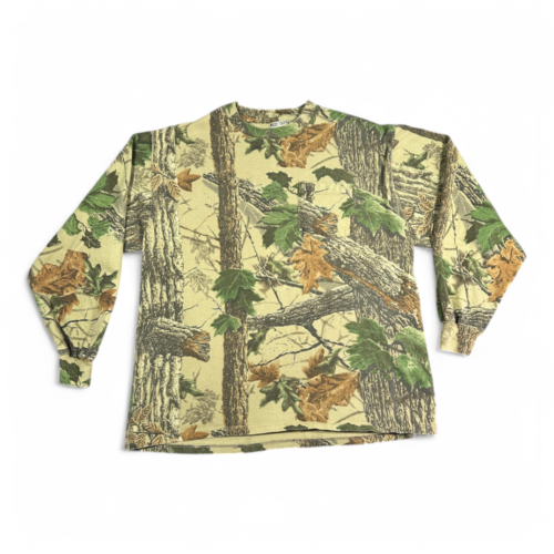 Vintage Camouflage Shirt Green Brown RealTree Camo Pocket 90s Adult LARGE