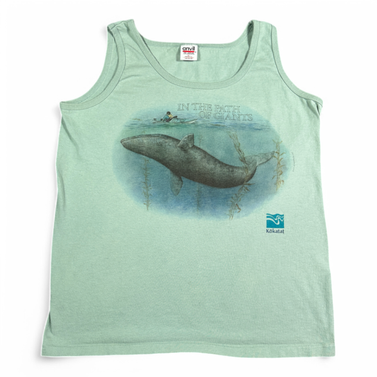 Vintage Whale Shirt Green Tank Top Kokatat Path Of Giants 90s Womens LARGE