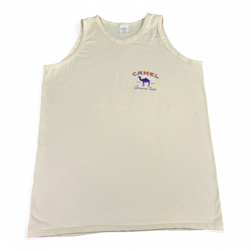 Vintage Camel Cigarettes Shirt Adult LARGE Beige Tank Top Genuine Taste USA 90s
