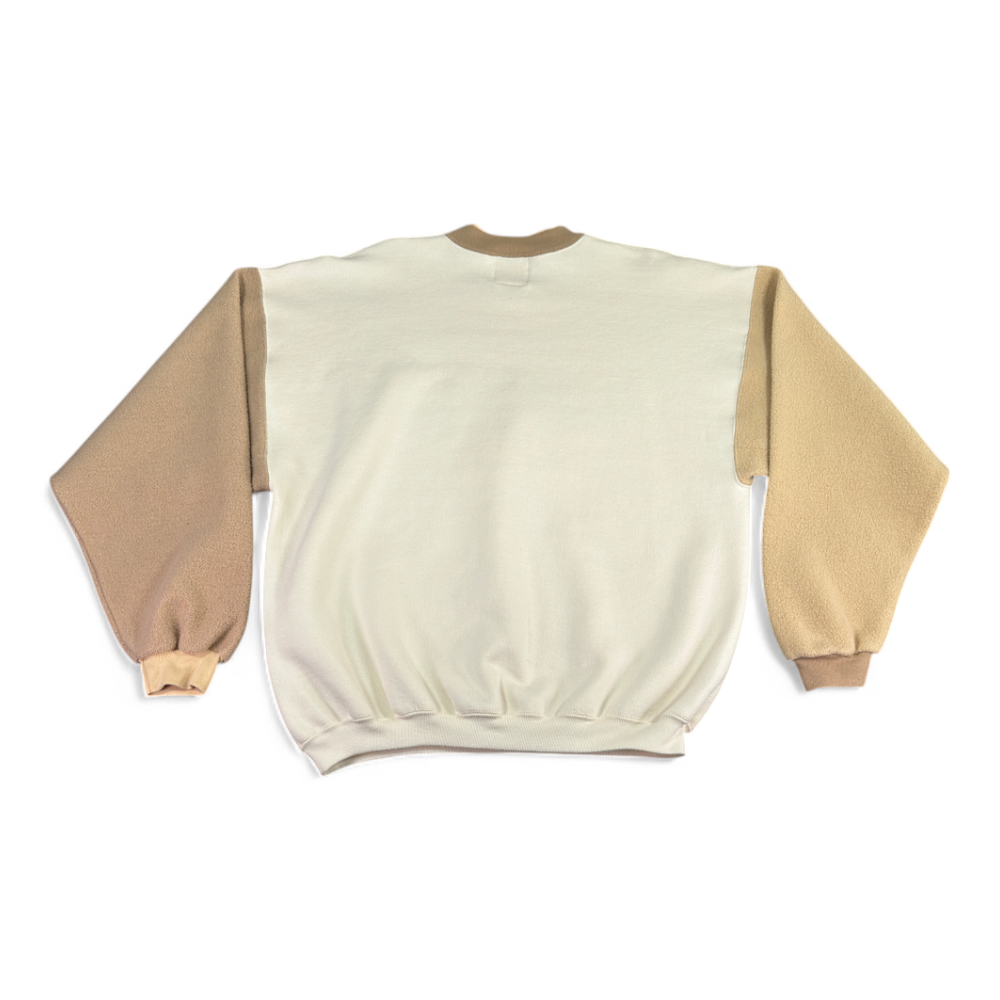 Vintage Panama Jack Sweater Adult EXTRA LARGE Brown Beige Sweatshirt Fleece Double Collar Two Tone 90s