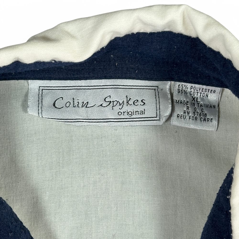 Vintage Colin Spykes Polo Shirt Adult EXTRA LARGE White Brown Blue Banded 90s-6 Vintage Colin Spykes Polo Shirt Adult EXTRA LARGE White Brown Blue Banded 90s