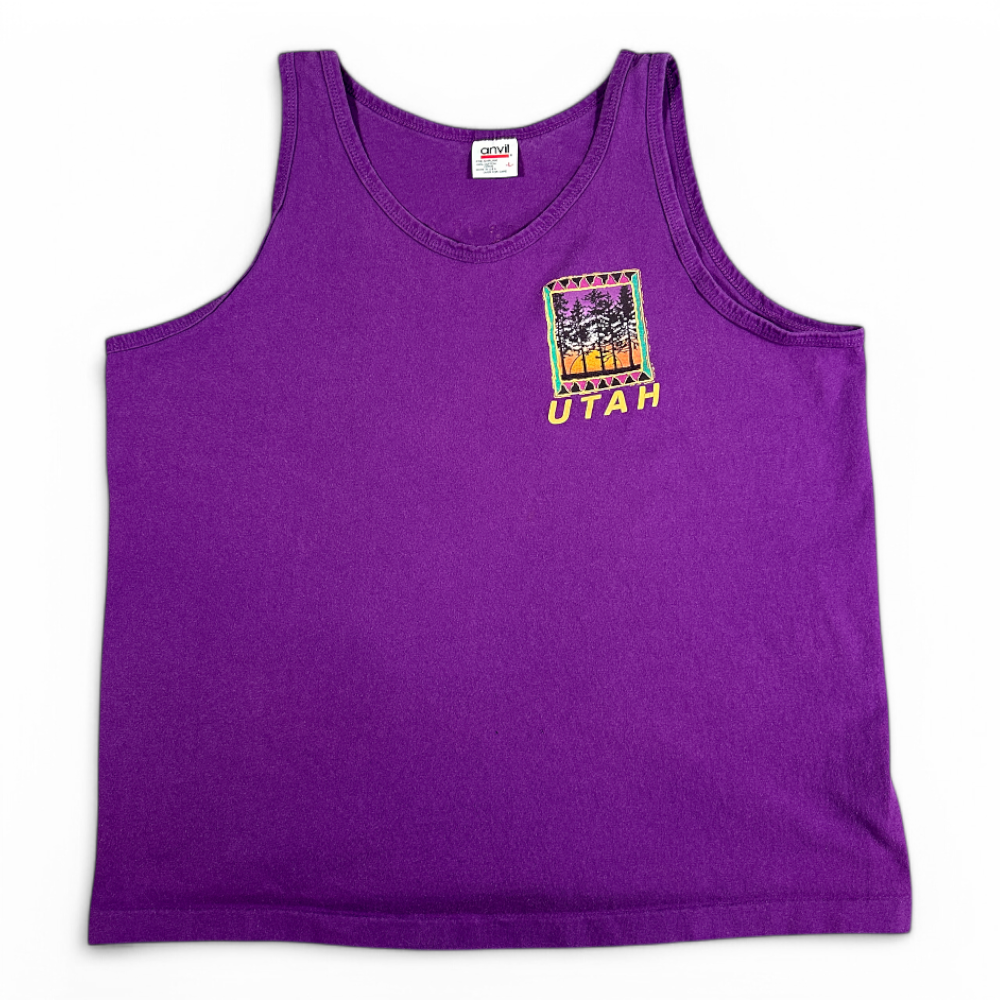 Vintage Utah Shirt Adult LARGE Purple Tank Top USA Respect Nature 90s