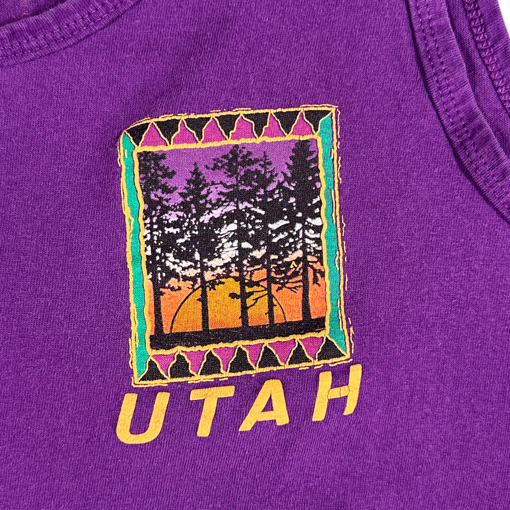 Vintage Utah Shirt Adult LARGE Purple Tank Top USA Respect Nature 90s