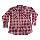 Vintage Ely Cattleman Western Shirt Adult LARGE Red Black Plaid Pearl Snap 90s