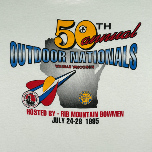 Vintage Archery Shirt Adult LARGE White National Field Archery Association NFAA 90s