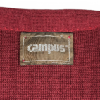 Vintage Campus Cardigan Sweater Adult LARGE Red Pockets Ribbed Banded Grunge 70s
