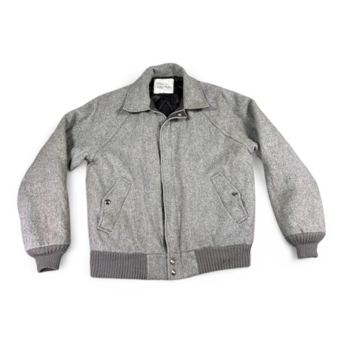 Vintage Ozark Trail Jacket Adult SMALL Gray Wool Bomber Quilted Lining 80s