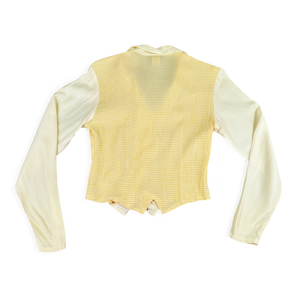 Vintage Rough Rider Western Shirt Womens SMALL Yellow Cowgirl Rodeo Circle T