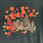 Vintage Autumn Leaves Sweater Adult MEDIUM Black Red Sweatshirt Double Collar 90s