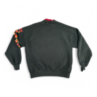 Vintage Autumn Leaves Sweater Adult MEDIUM Black Red Sweatshirt Double Collar 90s