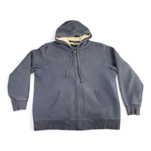 Eddie Bauer Sweater Adult EXTRA LARGE Blue Hoodie Zip Sherpa Lined Heavyweight
