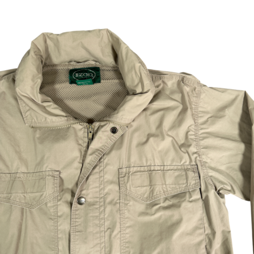 Vintage Izod Jacket Adult MEDIUM Brown Safari Field Mesh Outdoor Hooded 90s