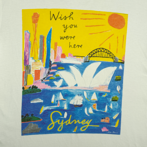 Vintage Ken Done Shirt Adult MEDIUM White Australia Pop Art Sydney Harbour 90s