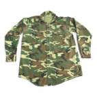 Vintage Camouflage Shirt Adult LARGE Green Brown Woodland Flannel Arctic 80s