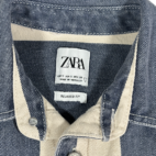 Zara Shirt Adult SMALL Blue White Striped Denim Jean Graffiti Dance Days Away