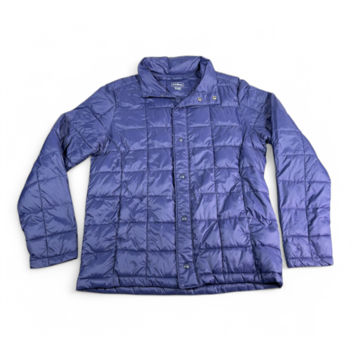 LL Bean Jacket Adult MEDIUM Blue Puffer Quilted Insulated Button Snap Coat