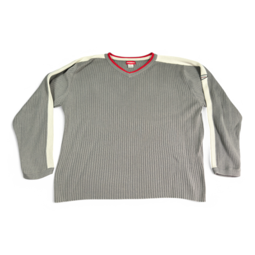 Unionbay Sweater Adult LARGE Gray Ribbed Knit Cotton Blend
