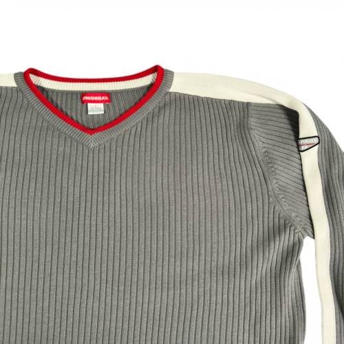 Unionbay Sweater Adult LARGE Gray Ribbed Knit Cotton Blend