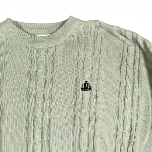 Vintage Izod Sweater Adult EXTRA LARGE Brown Cable Knit USA Golf Preppy 90s