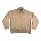 Vintage John Blair Polo Shirt Adult LARGE Brown Banded Pockets Long Sleeve 90s