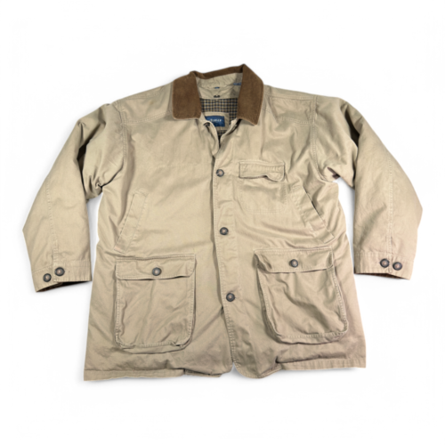 Vintage Van Heusen Chore Coat Adult EXTRA LARGE Brown Canvas Lined Quilted Barn Ranch 90s