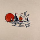 Vintage Keuka Lake Shirt Adult MEDIUM Pink Sailboat Sunset Graphic Nautical 80s