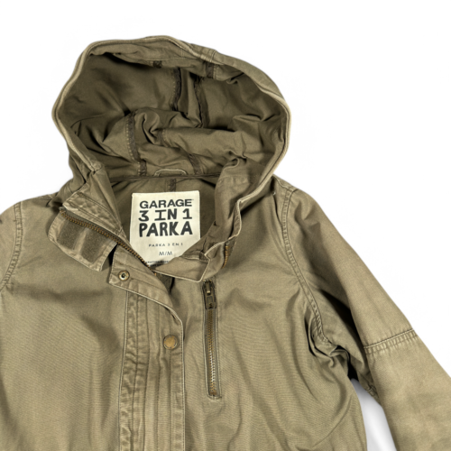 Garage Parka Womens MEDIUM Green Utility Coat Hooded Jacket Field Military