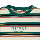 Guess Shirt Adult MEDIUM White Green Stripes Retro Ringer Originals